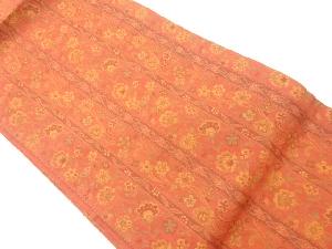 リサイクル　縞に花唐草模様織出し名古屋帯